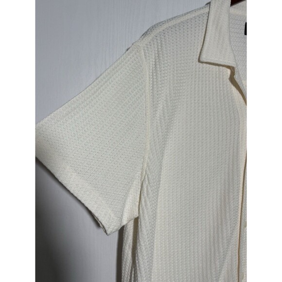 J.Crew Textured Camp Shirt Men's XL Ivory White Short Sleeve Waffle Weave New - Picture 6 of 15